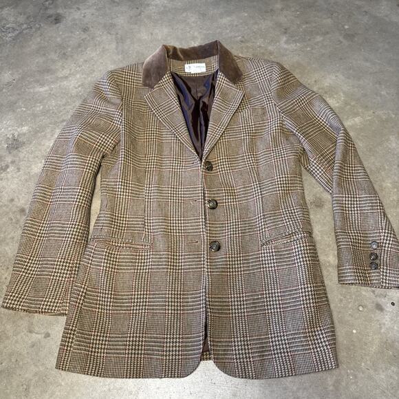 VINTAGE JACLYN SMITH CLASSIC‎ 8 brown tweed faux suede trim equestrian blazer - Picture 1 of 12